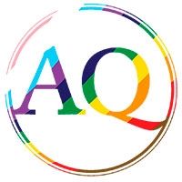 museon AQ-logo Pride-lipun väreissä.